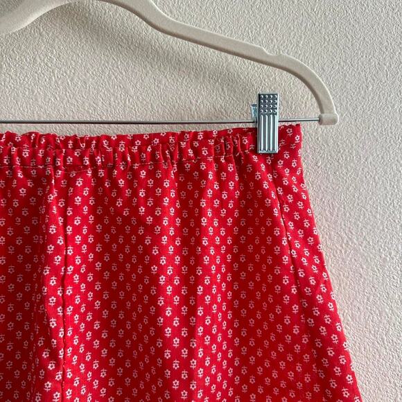 handmade red white micro floral print lounge shorts - Picture 2 of 7